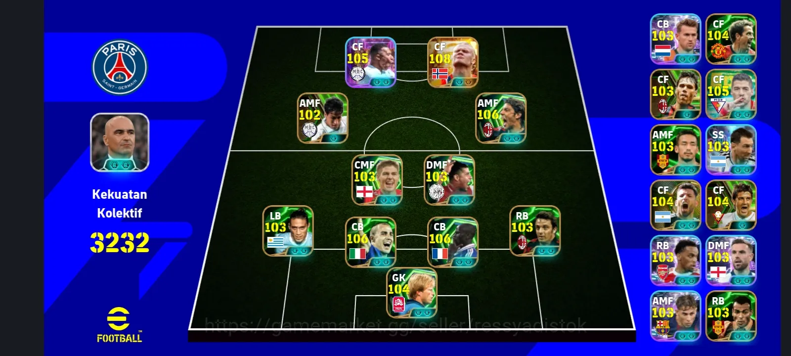 eFootball Accounts Legends & Iconic Players EFOOTBALK COLECTIVE 3232+ | BIGTIME E HALLAND,MBAPPE SHOWTIME,LILIAN THURAM 1