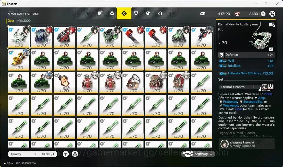 Arknights: Endfield Accounts Asia | Lv 60 | 4 Limit+5 Charstd|(Z.Fangyi P5, Tangtang, Laevatain)+Sign, Rossi |8430 11