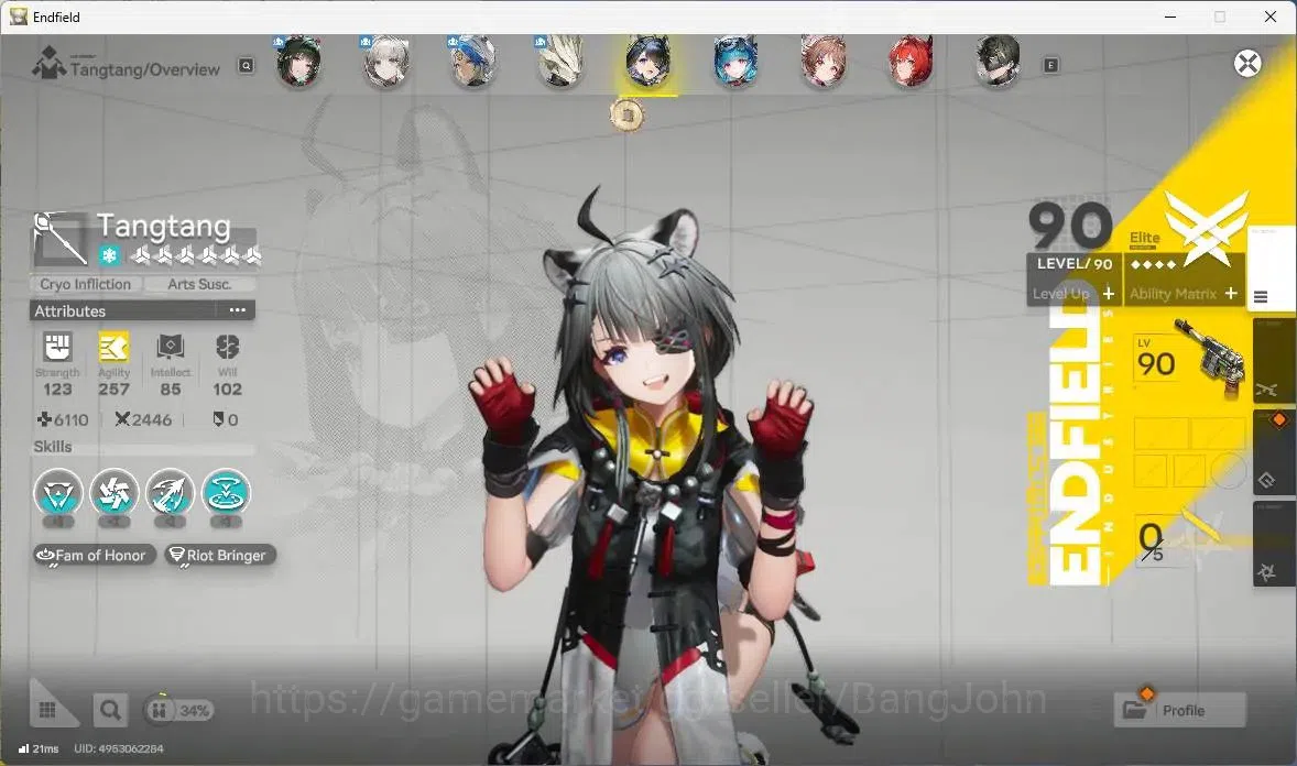 Arknights: Endfield Accounts Asia | Lv 60 | 4 Limit+5 Charstd|(Z.Fangyi P5, Tangtang, Laevatain)+Sign, Rossi |8430 6