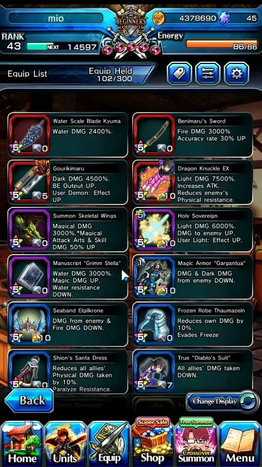 Grand Summoners Accounts Mid-Game Global|Rank 43|2 Ascend 1 TW| Diablo+TW,Orvell D Gran verge |Lpot 98 RGB 22|Check 5