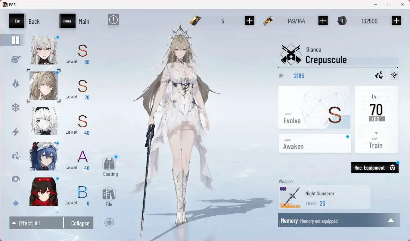 Punishing: Gray Raven Accounts Starter ASIA | L45 | S Lucia CW Sign , S Bianca C , S Feral | BC 5 | BlueC 500 | TakeMail 4
