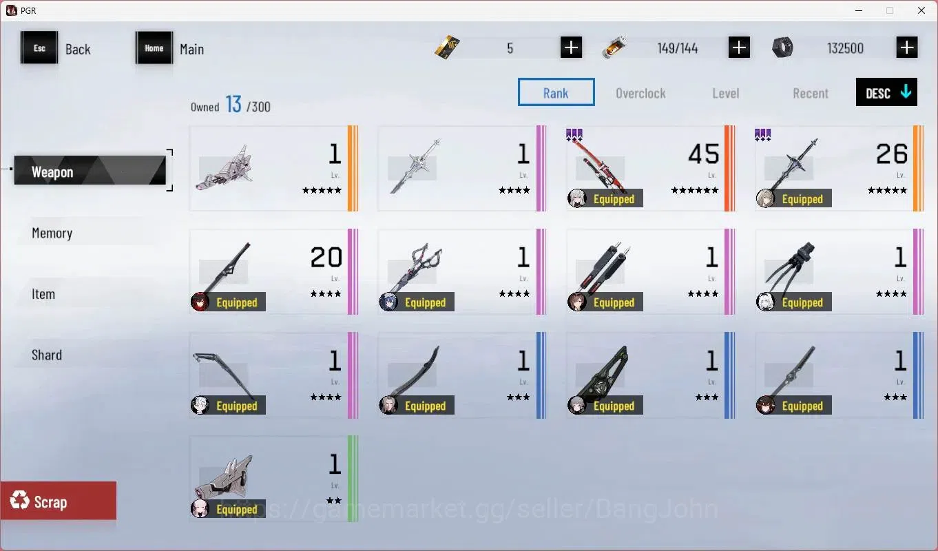 Punishing: Gray Raven Accounts Starter ASIA | L45 | S Lucia CW Sign , S Bianca C , S Feral | BC 5 | BlueC 500 | TakeMail 6