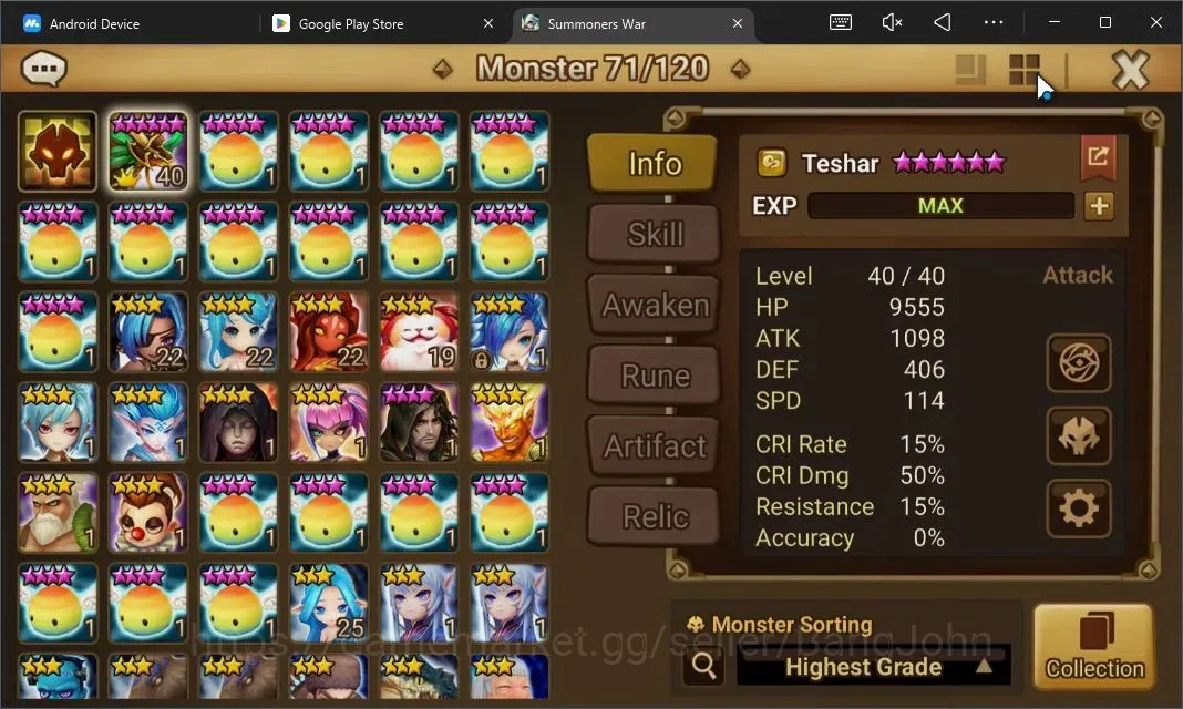 Summoners War: Sky Arena Accounts Starter GLOBAL | NB 5 TESHAR,Starter Gacha 115 12Y+160 11Y Scrool, 3 Legendary All 2