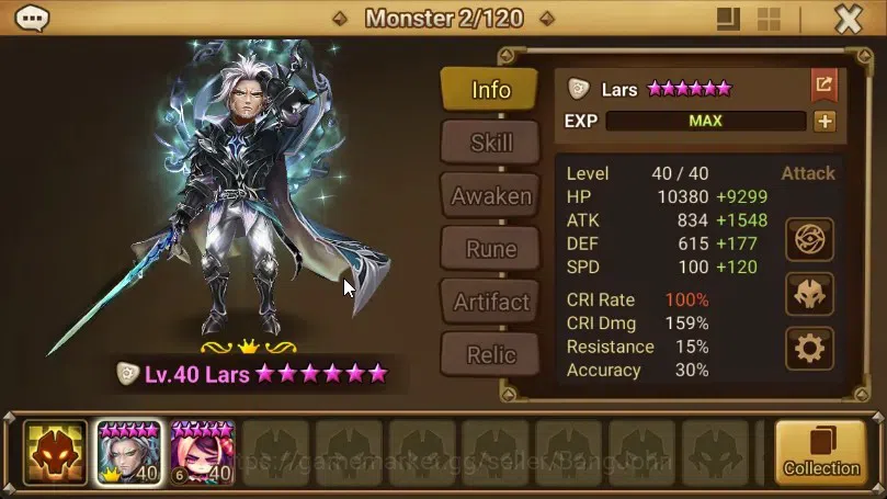 Summoners War: Sky Arena Accounts End-Game ASIA|LV100|2 LD (Giselle,Lars)116 NB5(Leo,Teshar,Liam,Ereshion,Vanessa,Woosa 1