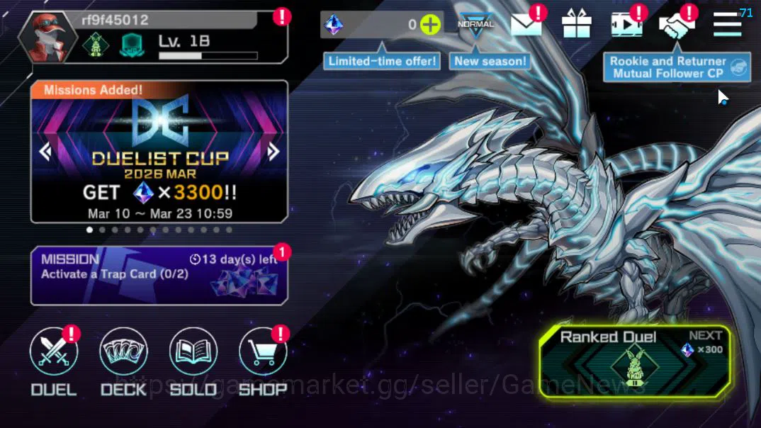Yu-Gi-Oh! Master Duel Accounts Lv 18 | 20 Deck | RadiantTyphoon,VSK9,Dracotail,Yu image 1