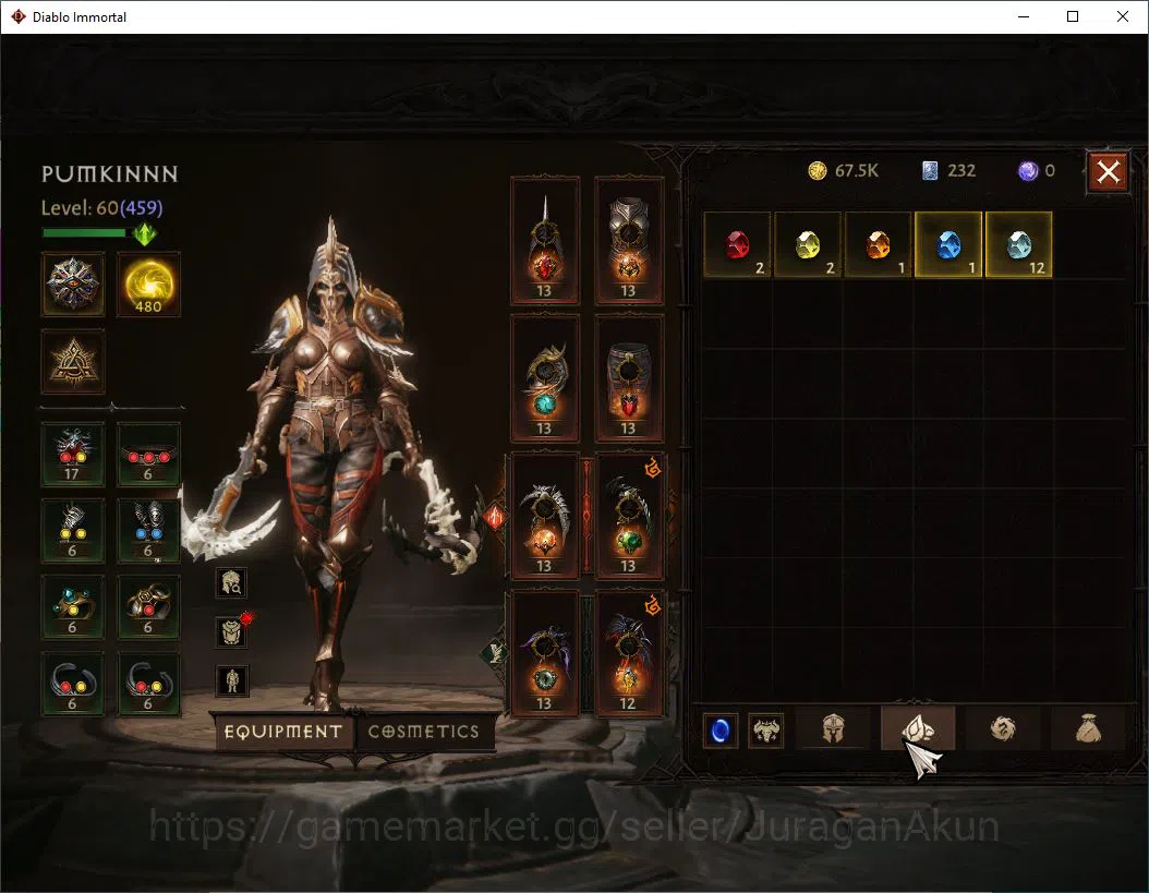 Diablo Immortal Accounts High-End SEA - Izual |Lv60 (459)Demon Huntert|33K CR|Reso 480 |Inferno I|Paragon Maledictor||Hell 10