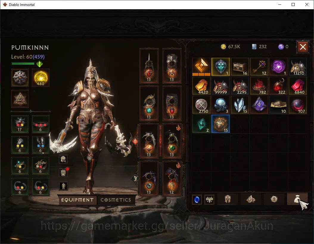 Diablo Immortal Accounts High-End SEA - Izual |Lv60 (459)Demon Huntert|33K CR|Reso 480 |Inferno I|Paragon Maledictor||Hell 12