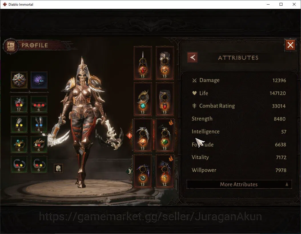 Diablo Immortal Accounts High-End SEA - Izual |Lv60 (459)Demon Huntert|33K CR|Reso 480 |Inferno I|Paragon Maledictor||Hell 4