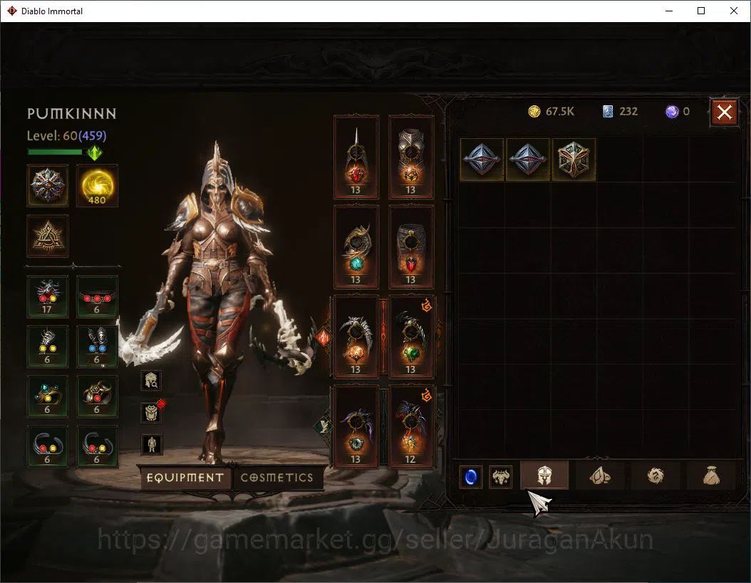 Diablo Immortal Accounts High-End SEA - Izual |Lv60 (459)Demon Huntert|33K CR|Reso 480 |Inferno I|Paragon Maledictor||Hell 9