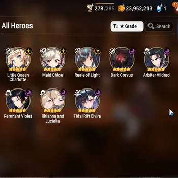 Epic Seven Accounts Mid-Tier Global UnVerif|8 ML (Rhianna & Luciella,TR Elvira,Arbiter Vildred,LQ Charlotte,etc)+Mei