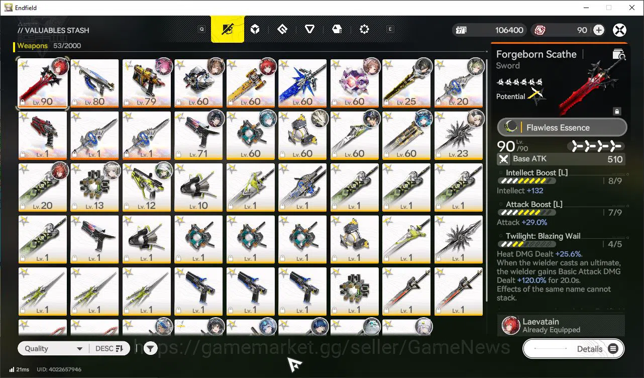 Arknights: Endfield Accounts Asia Lv55|Mid End Explor lv7|7SSR 3 Limit(YvonneP1,LaevaP1+Sign,Gilberta),etc|12 *6 35 2