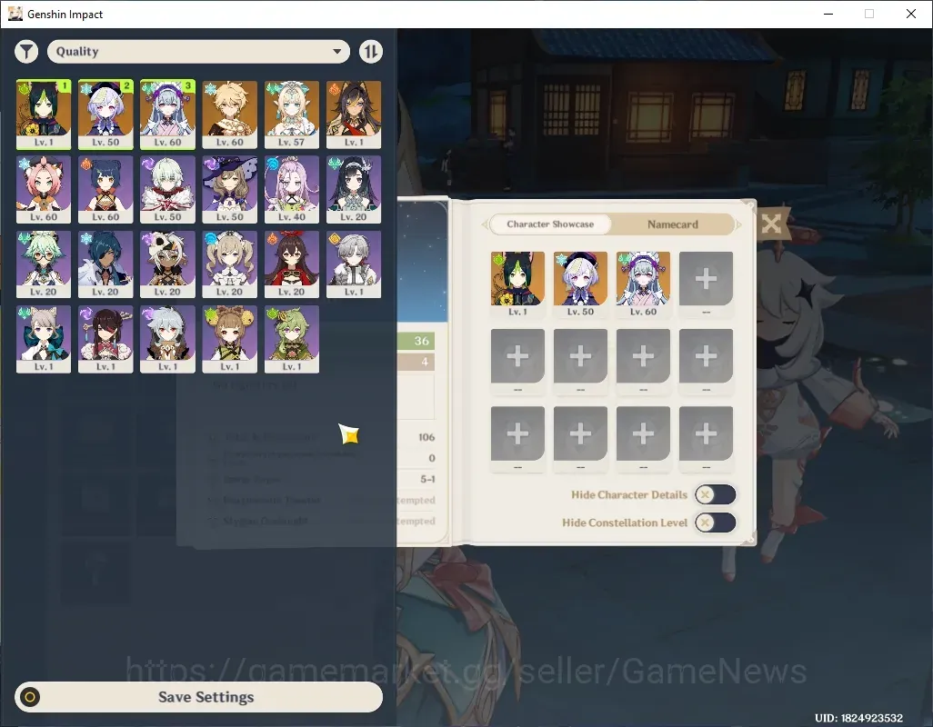 Genshin Impact Accounts Others ASIA|AR 36|1 Limited + 1 (*5 Weapon)|(Vesna)|4 Standart Dehya,Tighnari,Qiqi,Mizuki|BD 1