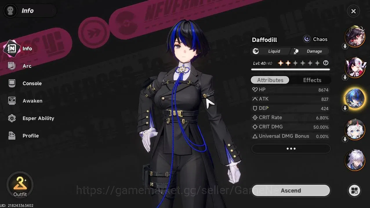 Neverness to Everness Accounts GLOBAL SEA|HL 24|TL 19|4 SSR (Lacrimosa,Hotori,Daf image 4