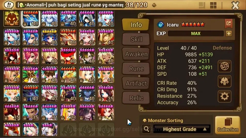 Summoners War: Sky Arena Accounts GLOBAL Lv 43|1 LD[Thebae]|15 Total NB5[Seara,Riley image 10