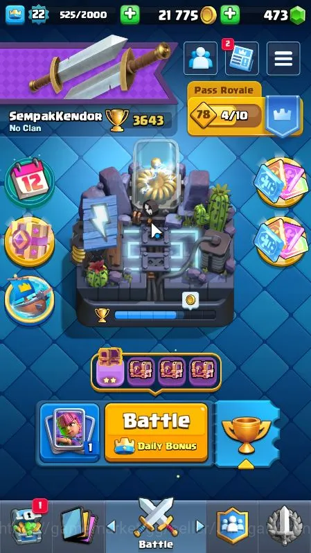 Clash Royale Accounts Starter Lvl 22|Trophy 3643|KTL 9|Limited Skin|Card 66|2 EVO,2 Legend,15 Epic,23 Rare,26 Common|Take 2