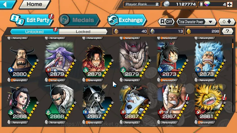 One Piece Bounty Rush Accounts Starter Global|4 META EX|Raid Onigashima Zoro,Daimyo Kuri Oden,Seraphim S-Snake,Awakened Form 2
