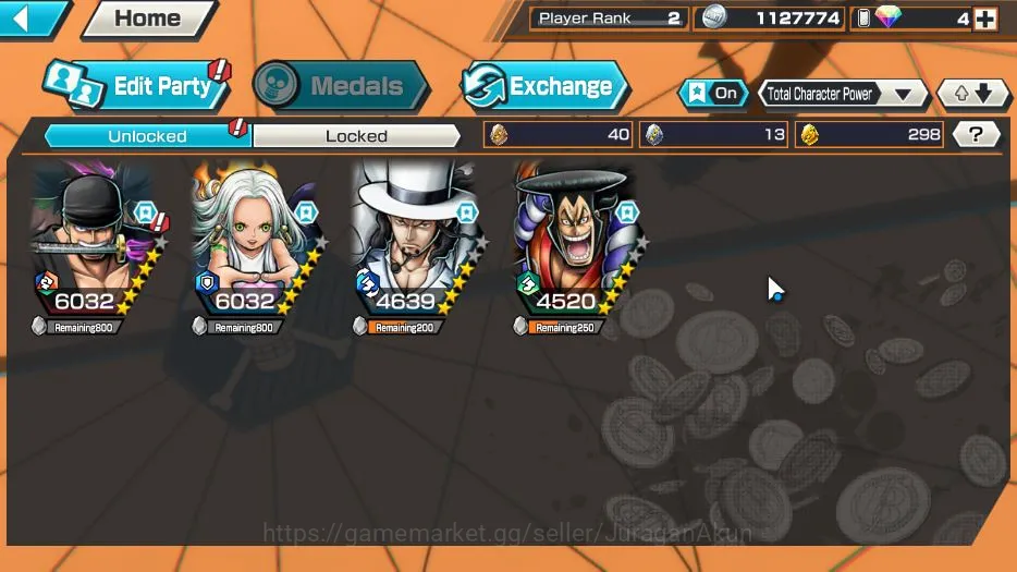 One Piece Bounty Rush Accounts Starter Global|4 META EX|Raid Onigashima Zoro,Daimyo Kuri Oden,Seraphim S-Snake,Awakened Form 3