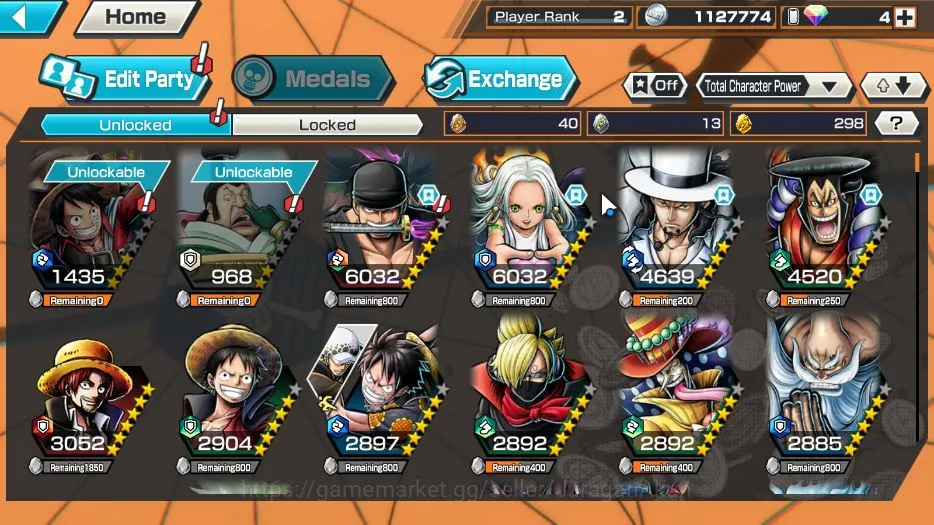 One Piece Bounty Rush Accounts Starter Global|4 META EX|Raid Onigashima Zoro,Daimyo Kuri Oden,Seraphim S-Snake,Awakened Form 5