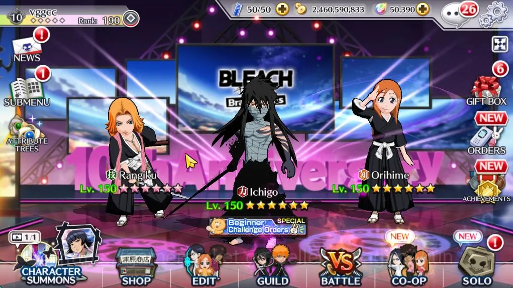 Bleach: Brave Souls Accounts Mid-Tier [Global] 53k Orb | Rukia10thAnniv, 3 BTW[Macy,Noel,Ninny],2 Renewed 3