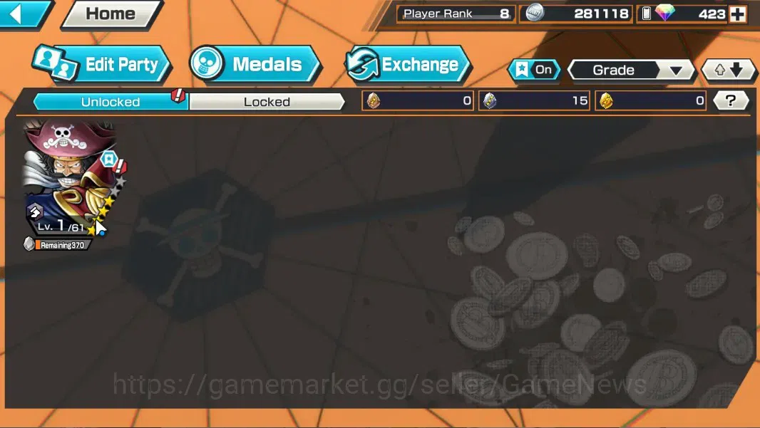 One Piece Bounty Rush Accounts Global|1 EX|Great Pirate Gol D. Roger|423 Crystal| image 4