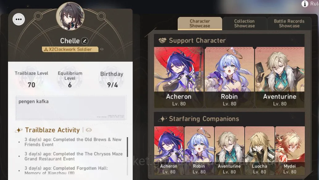 Honkai Star Rail Mid Game ASIA|TL70|14 Limited [(Robin,Acheron,BS)+Sign,Myde image 1