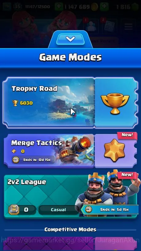 Clash Royale Accounts Lvl 35|Trophy 6030|KTL 12|Limited Skin Emote|Card  image 2