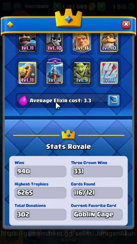 Clash Royale Accounts Lvl 35|Trophy 6030|KTL 12|Limited Skin Emote|Card  image 4