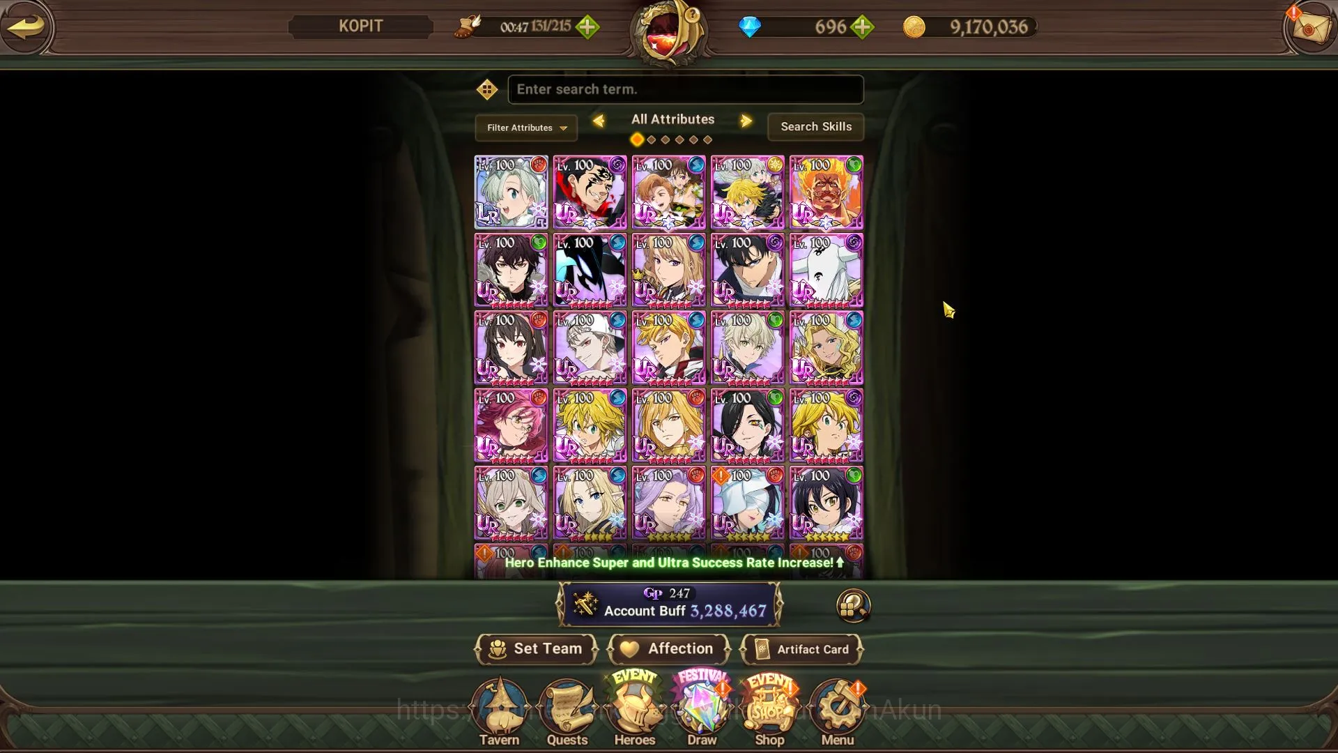 The Seven Deadly Sins: Grand Cross Accounts Midgame Asia |3,2M CC|1LR+ 10UR+ 696 Gems|Many Collab|(Lancelot5/6, Thor5/6 2