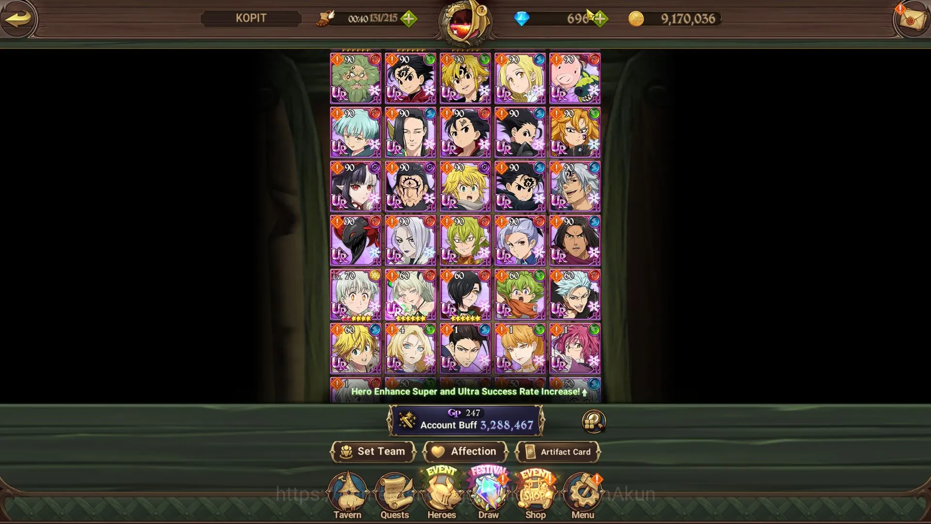 The Seven Deadly Sins: Grand Cross Accounts Midgame Asia |3,2M CC|1LR+ 10UR+ 696 Gems|Many Collab|(Lancelot5/6, Thor5/6 5