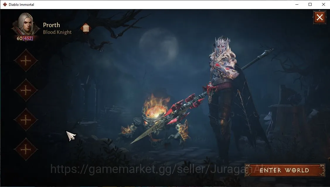 Diablo Immortal Accounts Mid-Tier SEA - Anu|Lv60(452)Blood Knight|29k CR|Reso 570|Hell III|Paragon Slayer|Hell 5