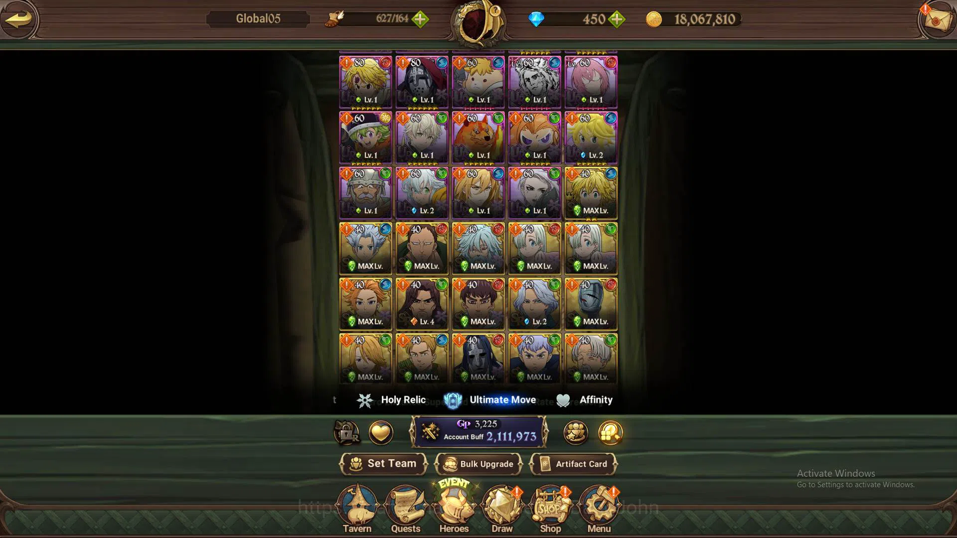 The Seven Deadly Sins: Grand Cross Accounts Others ASIA|1.8M CC|DM 231|Collab Shinra Kusakabe|UR Skuld,Mael,Sabunak,DK 8