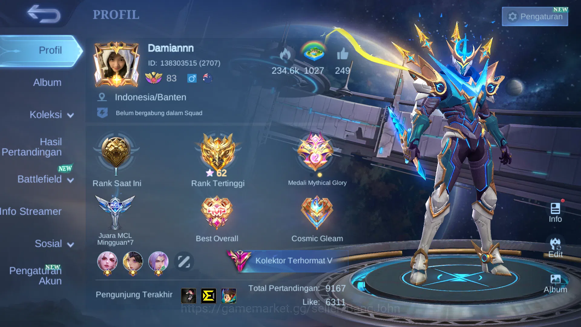 Mobile Legends: Bang Bang Accounts Hero 128 | Skin 327 | Legend Gusion | Abbys Alpha image 1