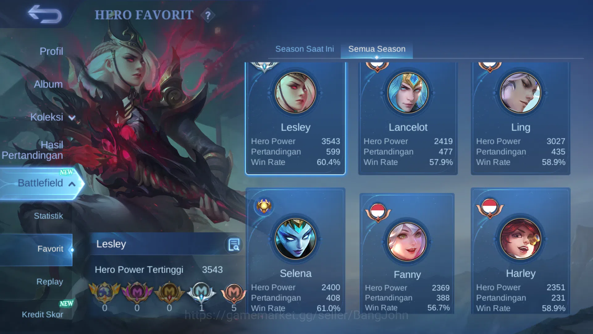 Mobile Legends: Bang Bang Accounts Hero 128 | Skin 327 | Legend Gusion | Abbys Alpha image 18