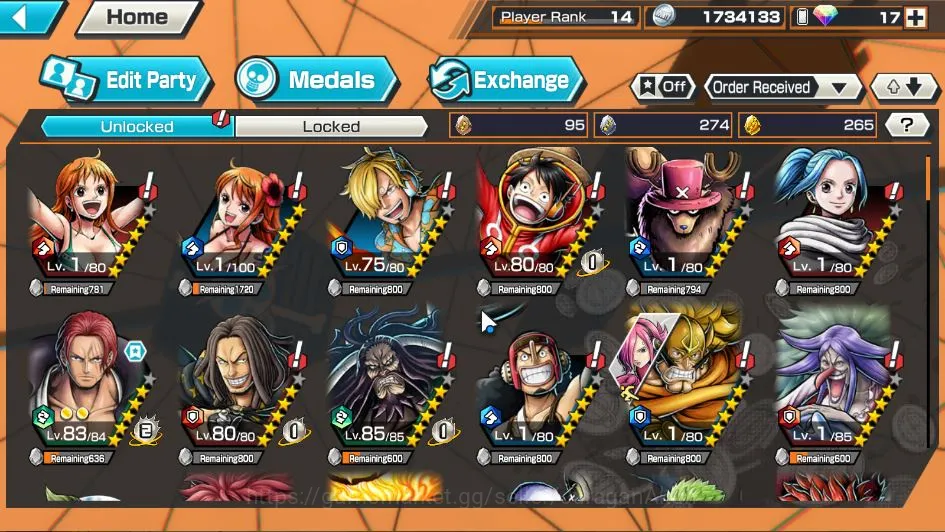 One Piece Bounty Rush Accounts Mid-Tier Global|6 META EX[Olin the Oiran,Linlin,Monkey D Garp,FR Shanks,Kuzan,FilmZ 5