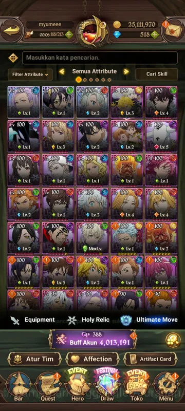 The Seven Deadly Sins: Grand Cross Accounts Endgame Asia |4M CC| 3LR + 9UR + Many Collabs + 518 Gems 2