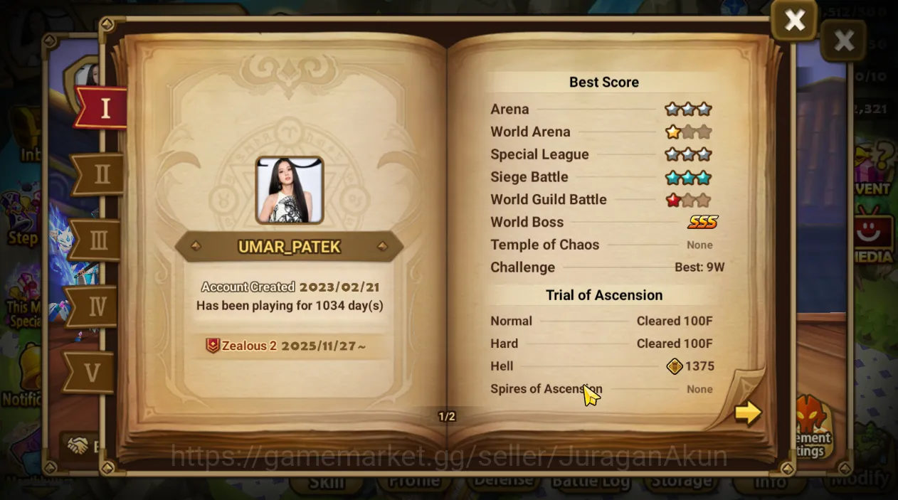 Summoners War: Sky Arena Accounts End-Game ASIA LV100|1 LD Seimei|72 Total NB5(Adriana,Moore,Altair) + 180 6* Monster + Good 4