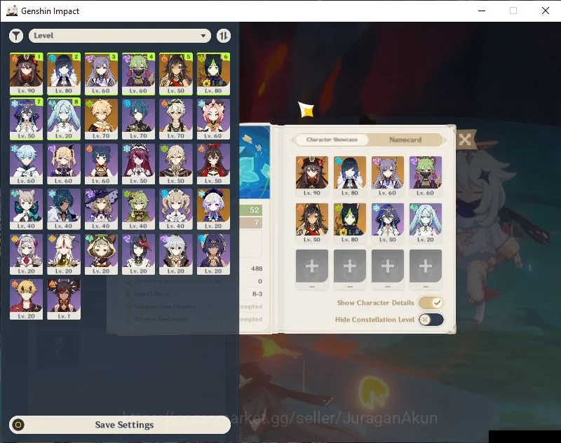 Genshin Impact Accounts Mid Game ASIA|AR 52|2 Limited [Hu Ta0 C2,Yelan] [Tighnari,Keqing,Bennett,Xingqiu,Shinobu,Fischl 2