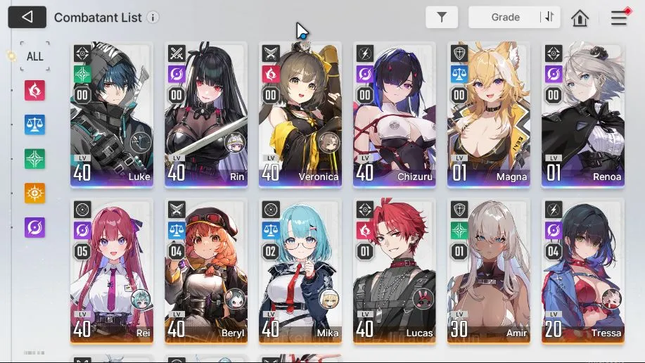 Chaos Zero Nightmare Accounts Global|LV 36|Crystal 5,8|6 SSR [Chizuru,Luke,Rin,Veronica,Magna,Renoa] + 9 SR + 10 SR 2