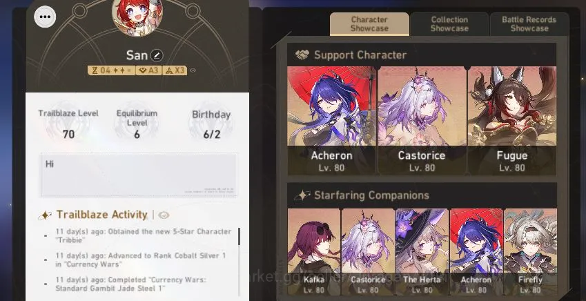 Honkai Star Rail Mid Game Asia|TL 70|19 Limited |AcheronE2+Sign,Castorice+Si image 1