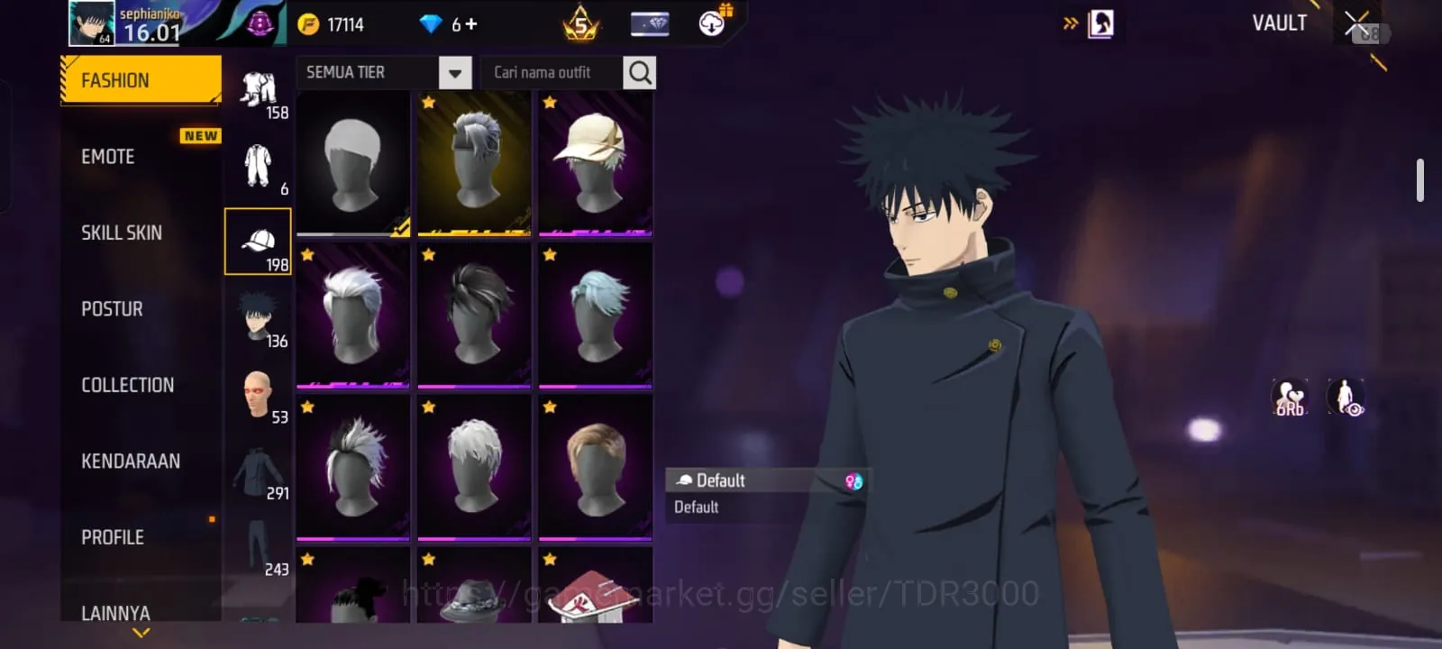 Free Fire Accounts AKUN FF ANIME EDISI SASUKE x JUJUTSU KAISEN! BUNDLE LANGKA & EMOTE CAKEP 1