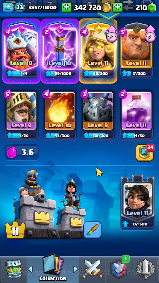Clash Royale Accounts Midgame Lvl 33|Trophy 5506|KTL 11|Limited Skin|Card 113|1 Hero,8 EVO,2 Champ,19 Legend,33 Epic,30 3