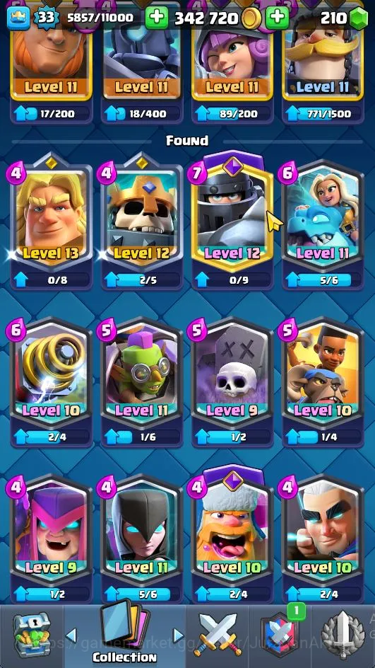 Clash Royale Accounts Midgame Lvl 33|Trophy 5506|KTL 11|Limited Skin|Card 113|1 Hero,8 EVO,2 Champ,19 Legend,33 Epic,30 6