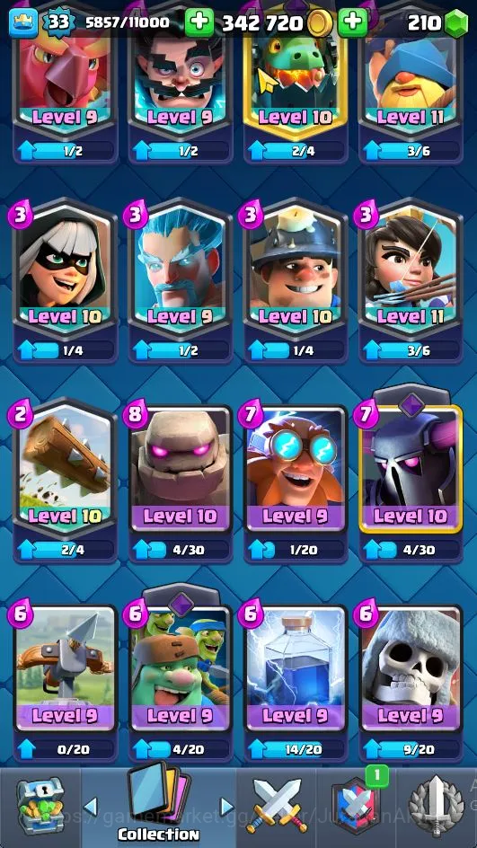 Clash Royale Accounts Midgame Lvl 33|Trophy 5506|KTL 11|Limited Skin|Card 113|1 Hero,8 EVO,2 Champ,19 Legend,33 Epic,30 7