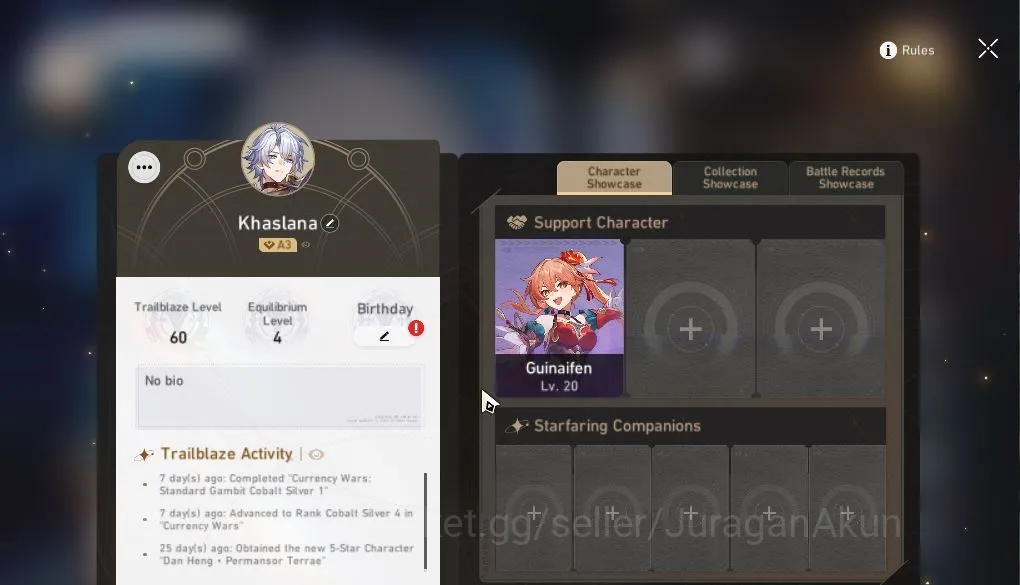 Honkai Star Rail Accounts Mid Game Asia| TL 60 | 5 limited |Phainon,Cerydra,Ruan Mei,Dante,Archer|SJ 6,4K|Mc 3