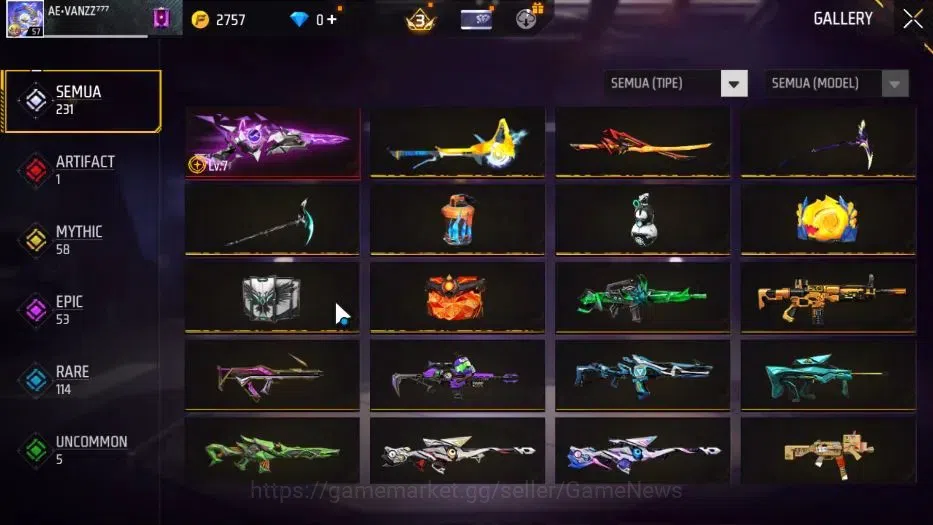 Free Fire Accounts Indonesia |M1887 Sterling Conqueror Lv 7|Katana Hy image 3