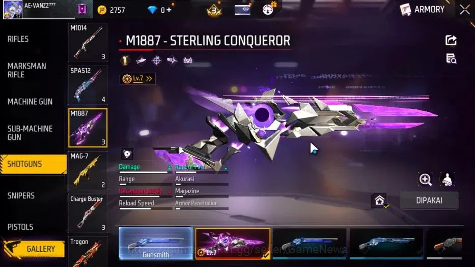 Free Fire Accounts Indonesia |M1887 Sterling Conqueror Lv 7|Katana Hy image 4