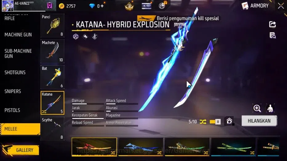 Free Fire Accounts Indonesia |M1887 Sterling Conqueror Lv 7|Katana Hy image 5