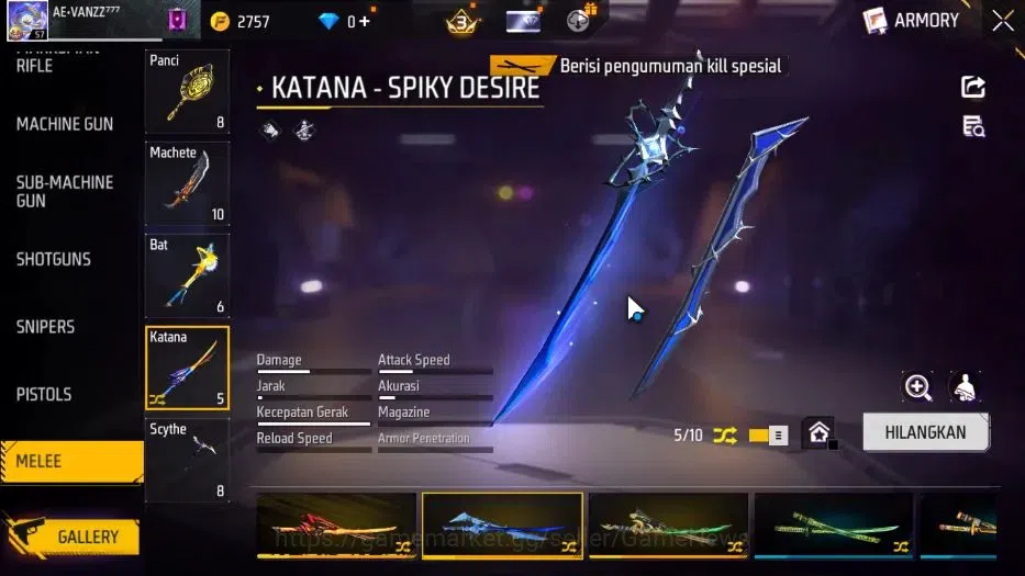 Free Fire Accounts Indonesia |M1887 Sterling Conqueror Lv 7|Katana Hy image 6
