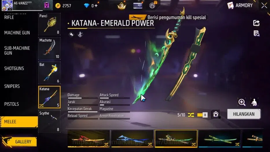 Free Fire Accounts Indonesia |M1887 Sterling Conqueror Lv 7|Katana Hy image 7