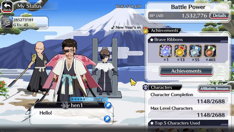 Bleach: Brave Souls Accounts [Global]BP 1,5M|15K Orb|19 MT[TYBW26(Aizen,Ikkaku, image 2